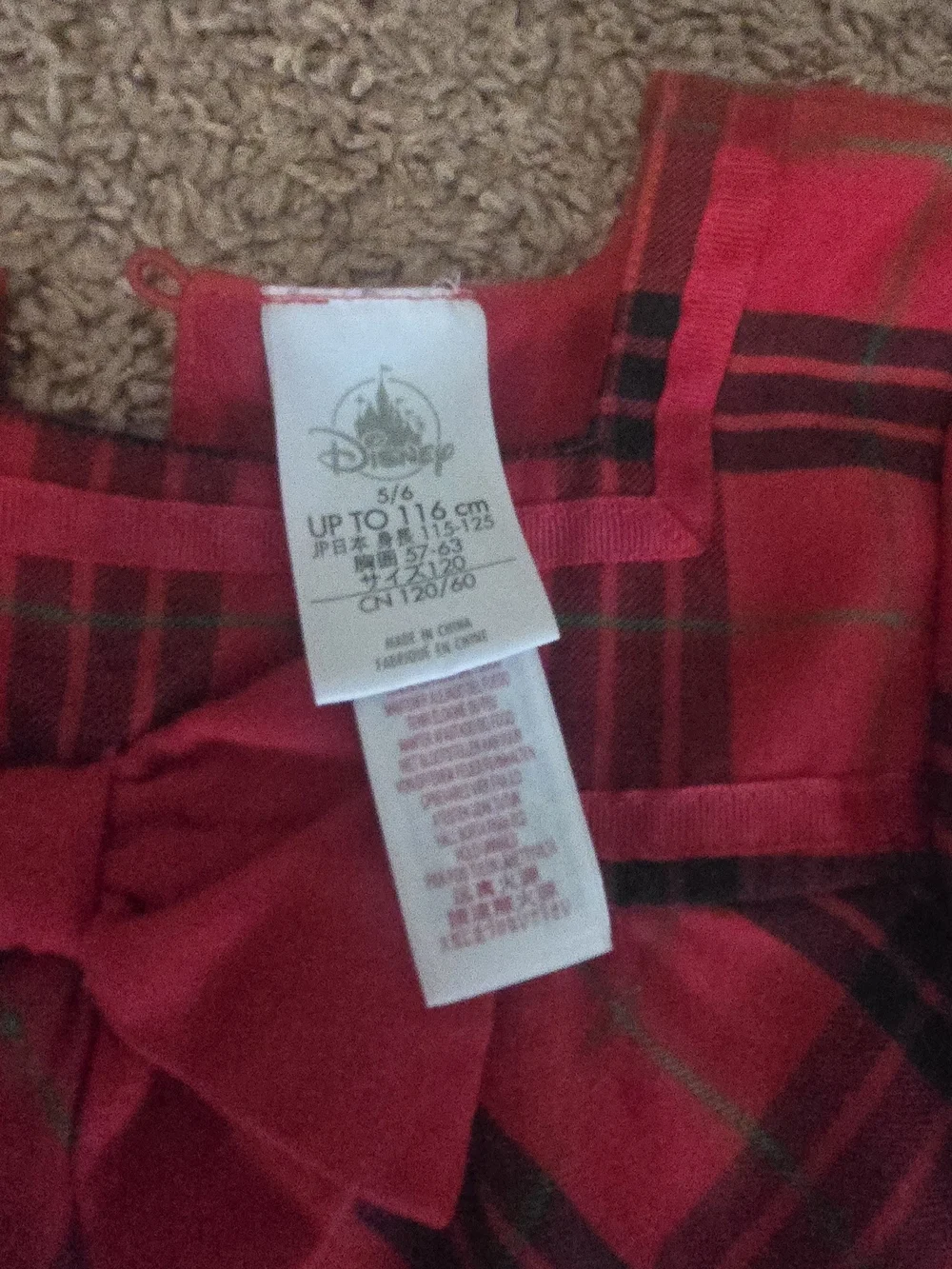 Disney Girls' Red Plaid Minnie Mouse Nightgown